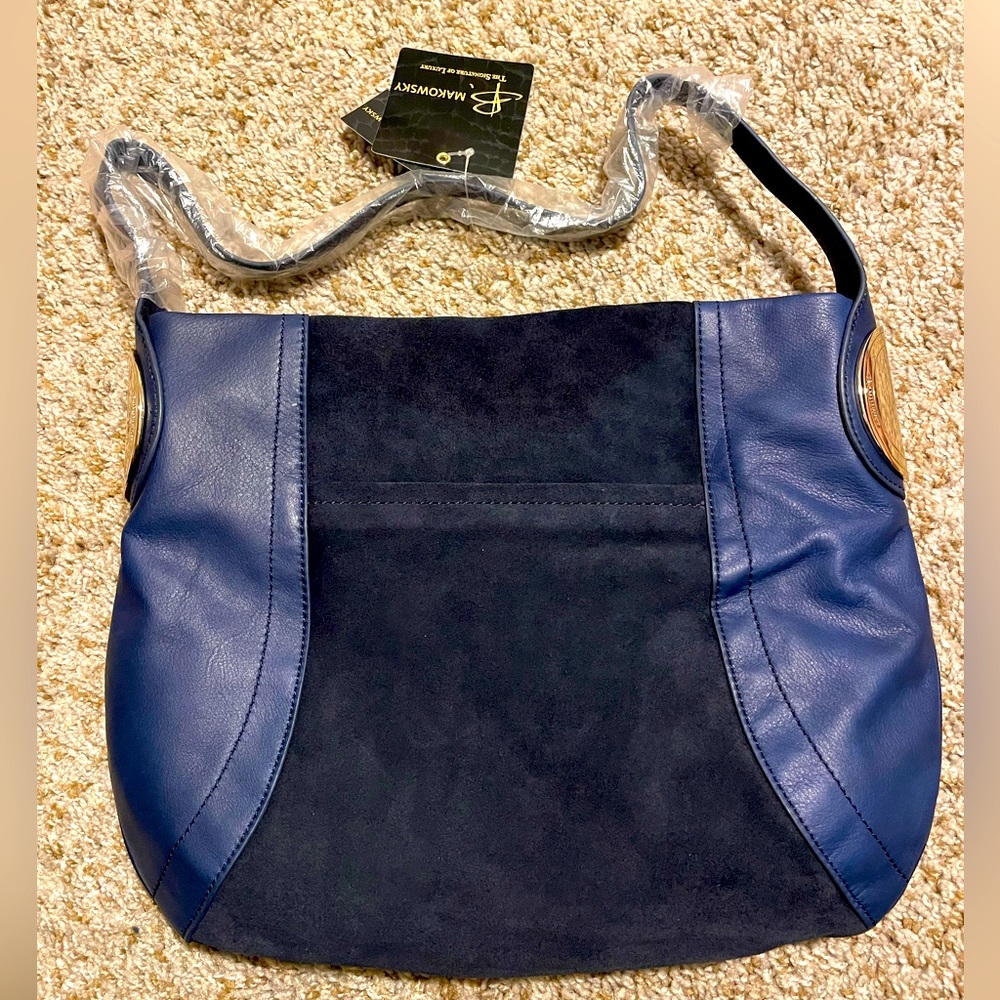B Makowsky Blue Leather Giamma Purse